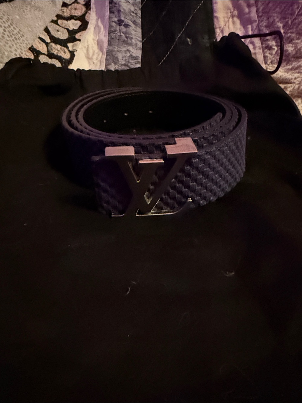 Louis Vuitton Black Men’s LV Buckle Woven Belt